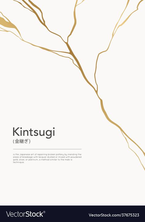 Kintsugi Logo Design, Kintsugi Graphic Design, Kintsugi Illustration, Kintsugi Drawing, Japanese Minimalism Art, Kintsugi Design, Kintsugi Tattoo Ideas, Kintsugi Aesthetic, Kintsugi Tattoo