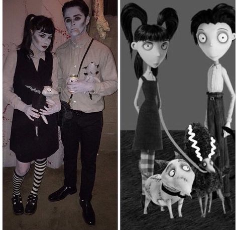 Tim Burton Halloween Costumes Couples, Emo Couples Costume, Duo Halloween Costumes Tim Burton, Frankenweenie Halloween Costume, Emily The Strange Halloween Costume, Grunge Couple Costume, Tim Burton Costumes Halloween, Gothic Halloween Couples Costumes, Tim Burton Outfit Ideas Men