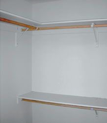 How To Build A Hanging Closet, Closet Rod And Shelf Ideas, Floating Closet Shelves With Rod, Shelf And Rod Closet, Wrap Around Closet Shelves, Installing Closet Shelves, Hang Closet Rod Diy, How To Install Closet Shelves, Closet Shelves And Rods