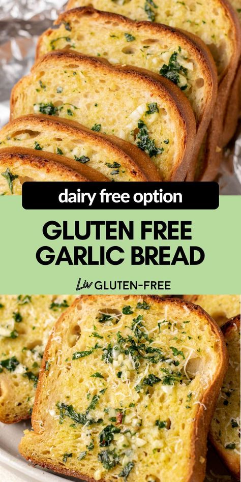 Pizza Side Dishes, Gluten Free Garlic Bread, Gluten Free Baguette, Homemade Garlic Butter, Gluten Free Recipes Bread, Pasta Night, Gluten Free Pizza, Gluten Free Eating, Dairy Free Options