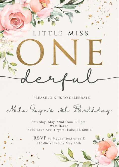 Onederful Theme Birthday Party, One Year Old Invitations, First Birthday Brunch Girl, Onderful Girl Birthday, Onederful Birthday Party Girl Theme, One Yr Old Birthday Party Ideas, One Of A Kind First Birthday Theme, First Birthday Babygirl Ideas, Fancy One Year Old Birthday Party