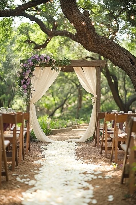 Capture the beauty of nature with rustic outdoor wedding inspiration for nature lovers. Celebrate your love amidst stunning landscapes and unique decor ideas that enhance your special day. Explore more tips!  #RusticWedding #OutdoorWedding #WeddingInspiration #NatureLovers #WeddingPlanning #Weddings #RusticDecor #BridalIdeas #NatureWedding #WeddingIdeas #EcoFriendlyWedding #WeddingThemes #WeddingGoals #TrendyWeddings #UniqueWeddings Outdoor Cottage Wedding, Cheap Outdoor Wedding Ideas Backyards, Spring Cabin Wedding, Outdoor Wedding Forest, Simple Wedding Set Up, Wedding Walkway Outdoor, Woods Wedding Ideas, Wedding Ideas Nature, Outdoor Wedding Aisle Decor