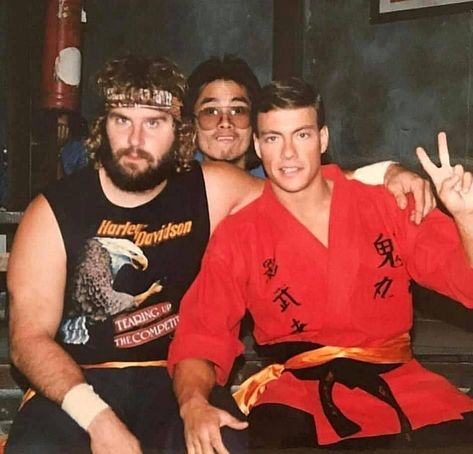 Donald Gibb will always be Ogre to me... here he is with Jean-Claude Van Damme and Kenneth Siu on the set of Bloodsport 1988. #ogre #nerds #bloodsport #vandamme #1988 #1980s #vintage #psyne #revengeofthenerds Bloodsport Movie, Superman Live Wallpaper, Claude Van Damme, Jean Claude Van Damme, Martial Arts Movies, Classic Movie Posters, Van Damme, Bruce Lee, Action Movies