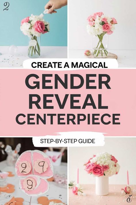 DIY Gender Reveal Centerpiece: 7-Step Tutorial for a Stunning Surprise Gender Reveal Centerpieces Diy Simple, Gender Reveal Centerpieces Diy, Flower Gender Reveal, Gender Reveal Centerpieces, Diy Gender Reveal, Centerpiece Tutorial, Party On A Budget, Diy Centerpiece, Its A Boy Balloons