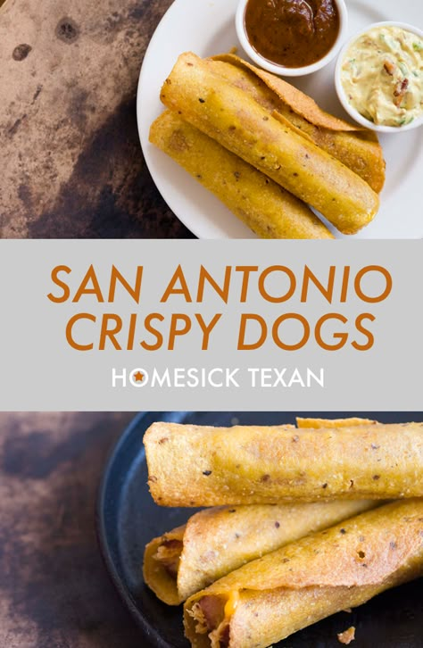 Crispy Dogs, Jalapeno Dipping Sauce, Mexican Hot Dogs, Corn Fried, Fried Hot Dogs, Wallpaper 90s, Homesick Texan, Recipes Corn, Jalapeno Dip