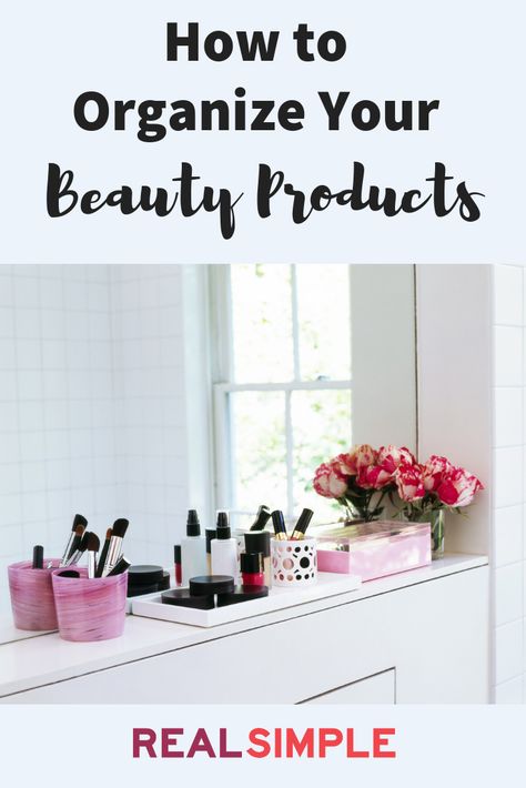 How to Organize Your Beauty Products | Consider this your step-by-step guide for how to organize your makeup and beauty products, whether they're tucked away in a bin, out on full display, or scattered across your bathroom. #bathroomorganization #makeuporganization #realsimple #organizingtips Beauty Cabinet, Real Simple Magazine, Decluttering Tips, Pure Happiness, Cleaning Tricks, Amazon Storage, Beauty Supplies, Organization And Storage, How To Store