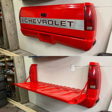 Tailgate Bench, Car Parts Decor, Garage Furniture, Car Part Furniture, Automotive Furniture, Car Furniture, Metal Bending, Automotive Decor, Bed Diy