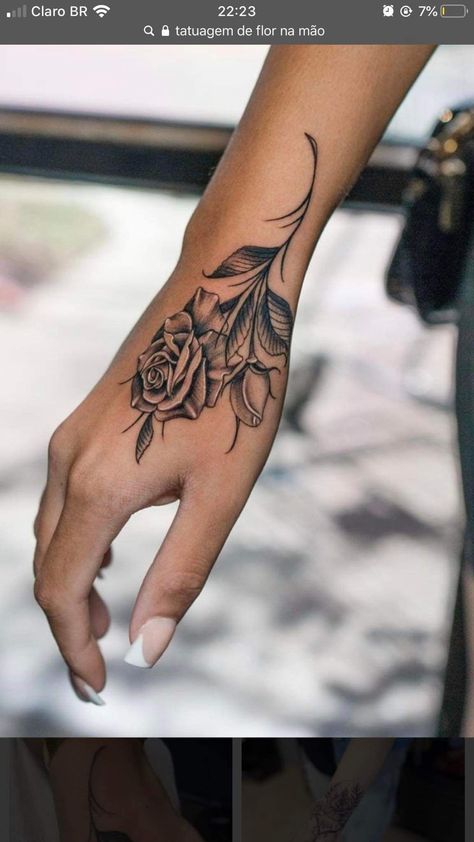 Nice Hand Tattoos For Women, Delicate Flower Hand Tattoos For Women, Rose Tattoo On Hand For Women, Rose Hand Tattoos For Women, Rose Hand Tattoo Woman, Flower Hand Tattoos For Women, Rose On Hand Tattoo, Dog In Memory, Tattoos Ideas Female