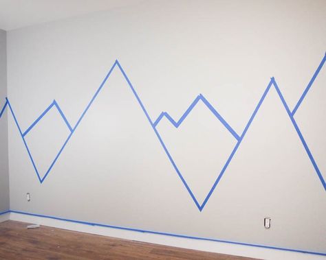 diy-mountain-mural-3-of-9 Diy Playroom Ideas, Diy Mountain Mural, Diy Playroom, Mountain Mural, Diy Nursery, Playroom Ideas, Toddler Bedrooms, Big Boy Room, Boys Bedrooms