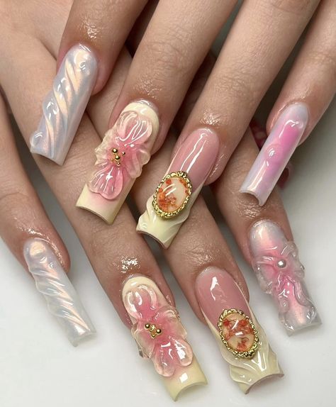 ig: julolaesnails Square Nails Aesthetic, Medium Square Nails, Abstract Nails, Spring Acrylic Nails, Acrylic Nail Set, Nails Aesthetic, Grunge Nails, Cute Acrylic Nail Designs, Classy Acrylic Nails