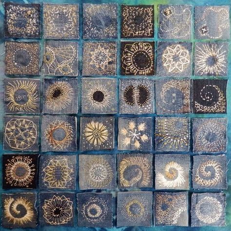 Boro Stitching, Denim Crafts Diy, Quilt Modernen, Textile Art Embroidery, Japanese Quilts, Sashiko Embroidery, Denim Quilt, Patio Furniture Ideas, Japanese Embroidery