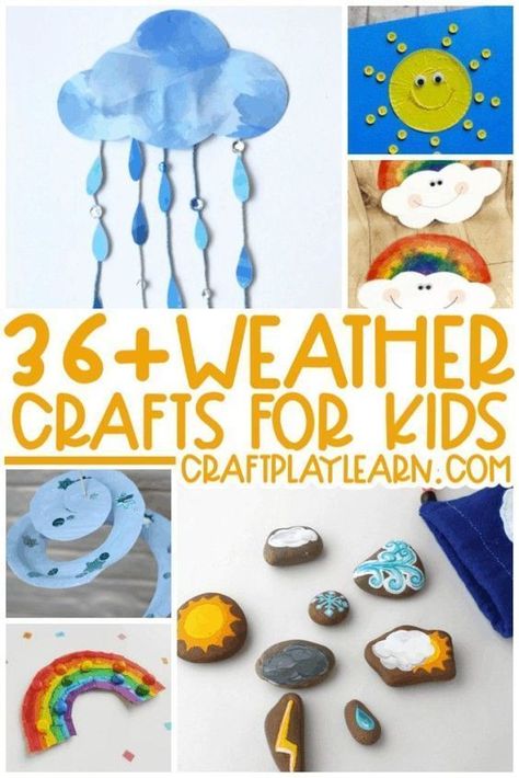 Weather Crafts For Kids, Weather Crafts Preschool, Weather For Kids, Rain Crafts, Weather Activities For Kids, Preschool Weather, Snow Crafts, Afternoon Crafts, Sun Crafts