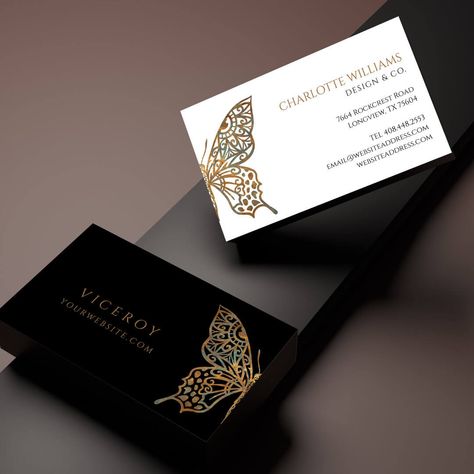 Butterfly Business Card, Beauty Business Cards Salons, Decorative Butterfly, Unique Business Cards Design, Stylish Business Cards, Design Studio Logo, Beauty Business Cards, Graphic Design Business Card, Unique Butterfly