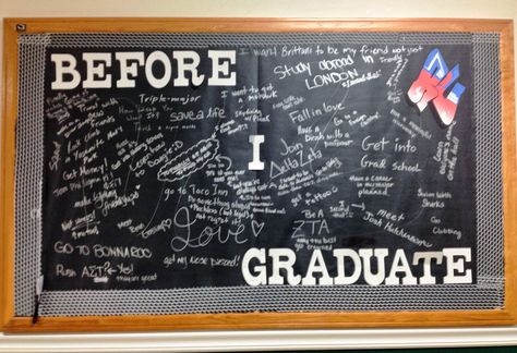 "Before I Graduate" interactive bulletin board Senior Bulletin Board Ideas, Resident Assistant Bulletin Boards, Counseling Corner, High School Bulletin Boards, College Bulletin Boards, Interactive Bulletin Boards, Ra Bulletins, Interactive Bulletin Board, Ra Boards