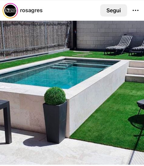 Backyard Landscaping Designs Layout With Pool, Small Swimming Pool With Jacuzzi, Raised Swimming Pool, Landscaping Designs Layout, Long Narrow Swimming Pool, Small Garden Swimming Pool Uk, Endless Pool Backyard Small Spaces, Backyard Landscaping Designs Layout, Barbacoa Jardin