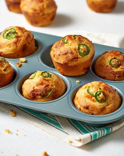 Jalapeño Cheddar Cornbread Muffins | Kitchn Cheddar Cornbread Muffins, Jalapeno Cheddar Cornbread Muffins, Chili Side Dishes, Chili Bar Party, Chili Sides, Winter Wonderland-party, Cornbread Muffins Recipe, Chili Dinner, Jalapeno Cheddar Cornbread