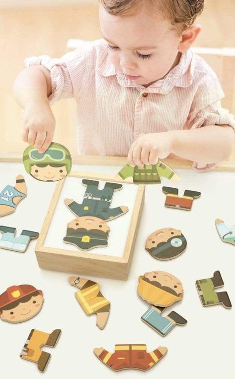 (1) "Uniforms" Magnet Puzzle – Obsessed Littles Making Wooden Toys, Kids Educational Toys, Jigsaw Puzzles For Kids, Laser Cut Wood Crafts, Toys Montessori, Shape Puzzles, Montessori Toys, Wood Toys, Puzzles For Kids