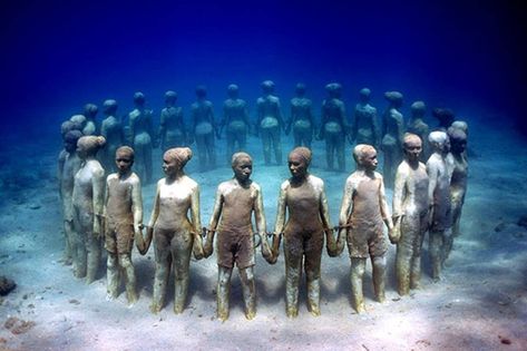 Sculptor Jason deCaires Taylor opens new underwater museum off Cannes coast | Daily Mail Online Underwater Sculpture, Sculpture Museum, Cancun Trip, Bawah Air, Socotra, Under The Water, Antony Gormley, Underwater Art, Sculpture Park