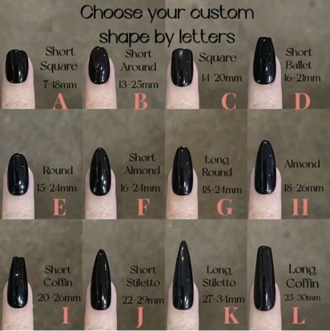 press on nail size kit Black Nails Ideas Coffin, Fun Nail Ideas, Black Almond Nails, Fancy Stuff, Witch Nails, Business Nails, Witchy Nails, Cute Box Braids, Cute Box Braids Hairstyles