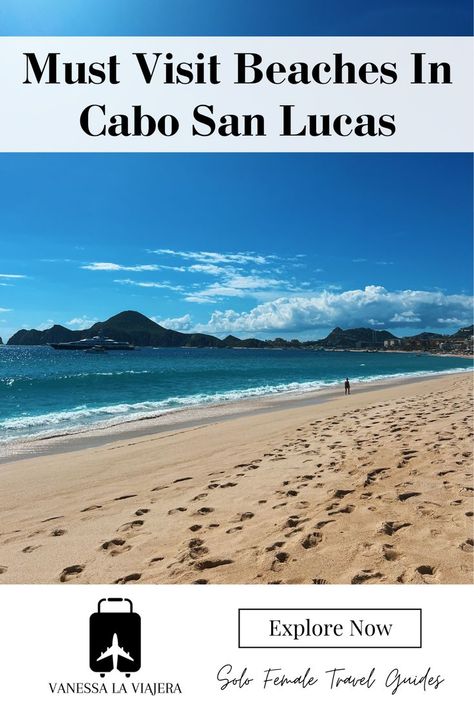 Looking for the ultimate beach getaway? Check out the best beaches in Cabo San Lucas with this Cabo beach guide. From Medano Beach to the picturesque Lovers beach Cabo, Cabo San Lucas beaches offer calm waters safe for swimming. Click the link to plan your beach escape with this Cabo travel guide and experience the beaches in Cabo San Lucas today. Cabo San Lucas Beach, Cabo Travel, Cabo Beach, Travel Cabo San Lucas, Solo Vacation, Mexico Travel Guides, Trip To Mexico, Mexico Trip, Calm Waters