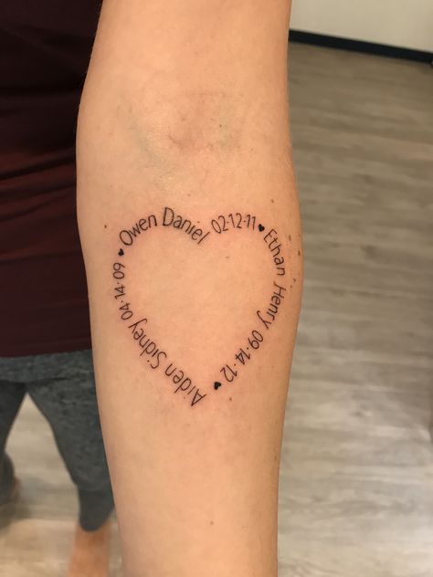 Heart Name Tattoo, Heart Tattoos With Names, Heart Tattoos, Stomach Tattoos, Kids Names, Name Tattoo, Heart Tattoo, Pink Aesthetic, Infinity Tattoo