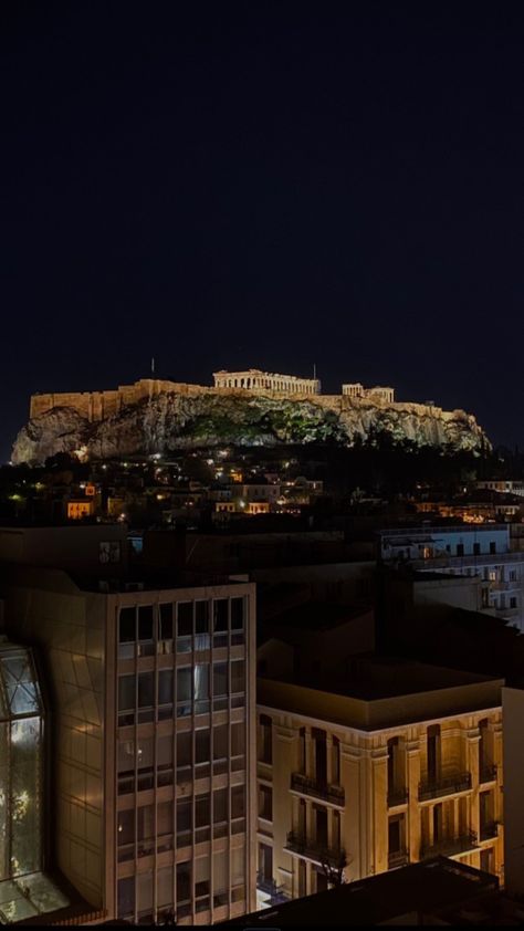 Acropolis Greece Aesthetic, Athens Aesthetic, Athens At Night, Greece Night Aesthetic, Night Rides Car, Acropolis Greece, Athens Nightlife, Athens By Night, Greece Wallpaper