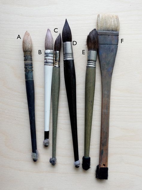 Watercolor Tools, 3d Drawing Tutorial, Watercolour Brushes, Art Notes, Natural Hair Brush, Flowers Paintings, Types Of Swords, Stencils Printables, Paint Techniques