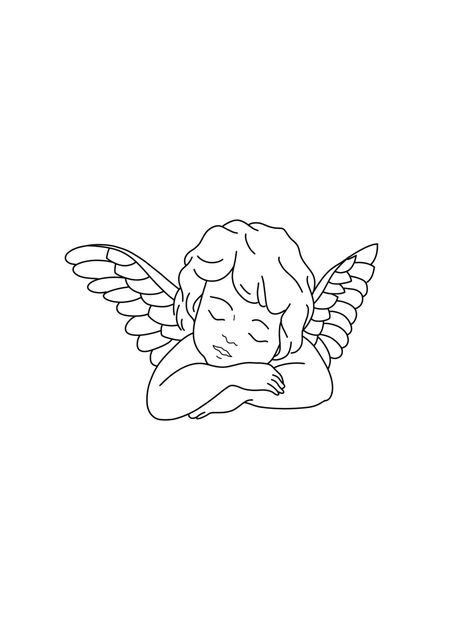 Small Guardian Angel Tattoos, Tropisches Tattoo, Small Angel Tattoo, Angle Tattoo, Basic Tattoos, Cherub Tattoo, Small Pretty Tattoos, Cute Tiny Tattoos, Tiny Tattoo