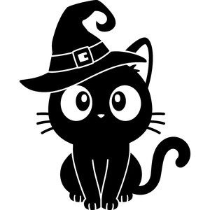 Design Store Product ID D-375752 Cat With Hat, Moldes Halloween, Chat Halloween, Cricut Halloween, Halloween Silhouettes, Cat Clipart, Cat Silhouette, Diy Cricut, Silhouette Design Store