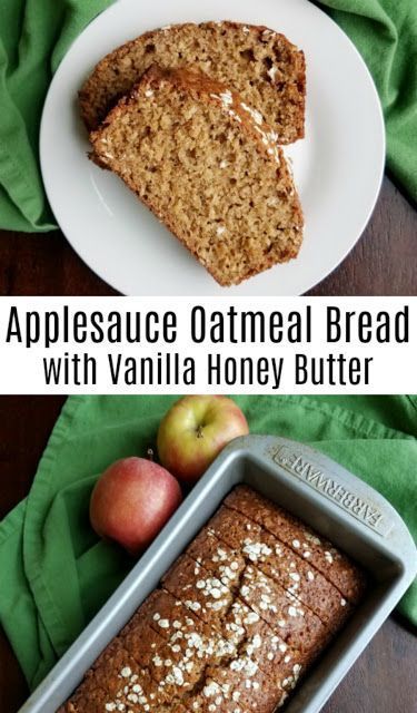 Sweet Quick Bread, Applesauce Oatmeal, Butter Bread Recipe, Applesauce Bread, Blogger Ideas, Light Dessert, Vanilla Honey, Autumn Food, Healthy Bread Recipes