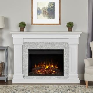 Deland Grand Electric Fireplace in White, Real Flame(MDF) White Electric Fireplace, Infrared Fireplace, Electric Fireplace Insert, Wall Mount Electric Fireplace, Real Flame, Fireplace Remodel, Indoor Fireplace, Home Fireplace, Fireplace Makeover