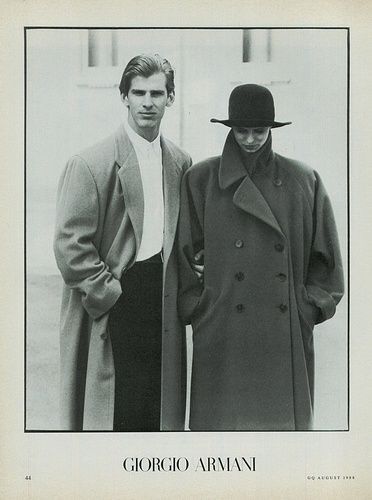 Late 80's/Early 90's Armani - fabric and flow - Album on Imgur Long Coats, Moda Vintage, Giorgio Armani, Madrid, Fall Winter, Magazine, Hats