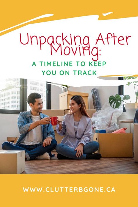 Moving is an exciting time as it means the start of a new chapter. It often involves stress, though, as you plan out how best to get through the process. After all, it’s not likely something that you do regularly. To help you after move-in day, when you find yourself amidst boxes, refer to this timeline to start to settle into your new home. Unpacking After Moving, Moving Day, Home Organization Hacks, Find Yourself, New Chapter, Organization Hacks, The Start, The Process, Home Organization