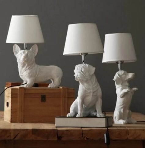 Lamps Diy, Study Table Lamp, Dog Bedroom, Dog Lamp, Puppy Nursery, Chandelier Living Room Modern, Animal Lamp, Dog White, Dog Rooms