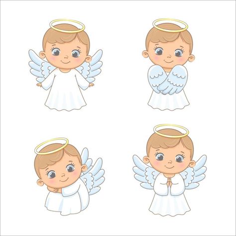 un conjunto de lindo angelito. ilustración vectorial de una caricatura. Angel Baby Cartoon, Angel Cartoon, Angel Clipart, Clipart Boy, Valentines Letter, Angel Boy, Cute Angel, Barn Quilt Patterns