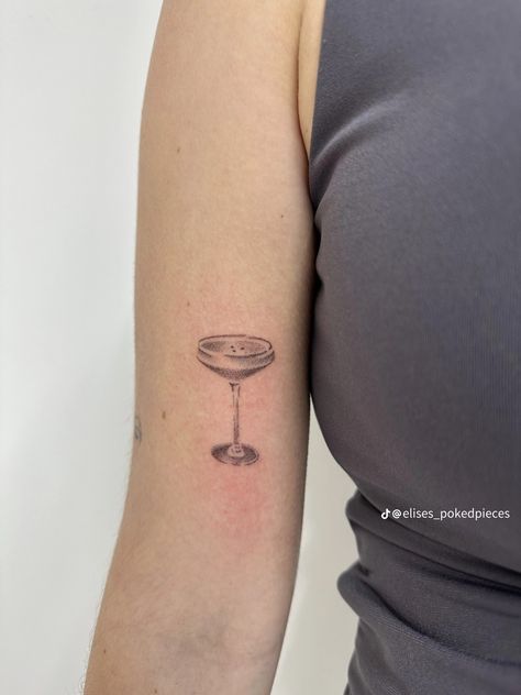 Martini Tattoo, Stick Poke Tattoo, Father Tattoos, Food Tattoos, Mark Tattoo, Mouthwatering Food, Vine Tattoos, Hand Tattoos For Women, Cool Small Tattoos