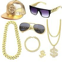 90s Hip Hop Costume, Rapper Sunglasses, Hip Hop Costumes, Bracelet Rings, Accessories Outfit, Flat Top Sunglasses, Rapper Outfits, Gold Costume, Top Sunglasses