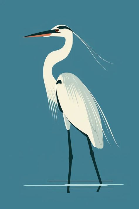 Heron Drawing, Blue Heron Art, Heron Illustration, Heron Tattoo, Happy Prince, Heron Art, Flat Art, Grey Heron, Portfolio Covers