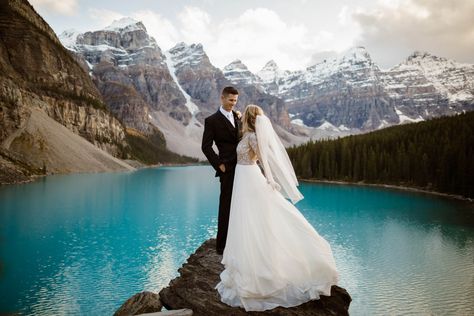 Moraine Lake wedding photos | Lake Louise elopement in Canada | Hayley Paige dress inspiration | Adventurous destination elopement ideas | Film & Forest adventure photographers | filmandforestphoto.com Moraine Lake Wedding, Wedding Photos Film, Forest Wedding Photography, Lake Wedding Photos, Hayley Paige Dress, Hayley Paige Wedding, Fairmont Chateau Lake Louise, Lake Elopement, Hayley Paige Wedding Dress