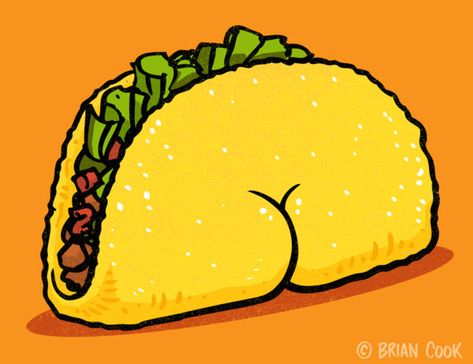 Butts on Things – Brian Cook Illustration Funny Food Drawings, Drawing Butts Reference, Cute Taco Drawing, Funny Paintings Easy, Animal Butts Art, Easy Canvas Art For Stoners, Cook Illustration, Funny Paintings, New Yorker Cartoons