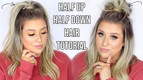 EASY Half Up Half Down Hairstyles!! | How To do half up half down hair | Quick & Easy Hair Tutorials - YouTube Half Up Half Down Hair Tutorial, Half Up Bun, Half Up Half Down Hair Prom, Hairstyle Youtube, Half Up Half Down Hairstyles, Prom Hair Down, Hair Bun Tutorial, Hair Tutorials Easy, Wedding Hairstyles Half Up Half Down