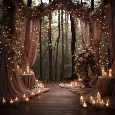 Victorian Forest Wedding, Wood Fairy Wedding, Fall Wedding In Woods, Colorado Boho Wedding, Brown Green Wedding Theme, Rustic Fantasy Wedding, Green Brown Wedding Theme, Fall Wedding In The Woods, Forrest Weddings Decoration