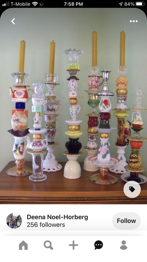 Candle Upcycle Ideas, Decorated Candle Sticks, Repurposed Candle Sticks, Upcycled Candles, Joululahjat Diy, Diy Candle Holder, Diy Candle Sticks, Candles Vintage, Teacup Crafts