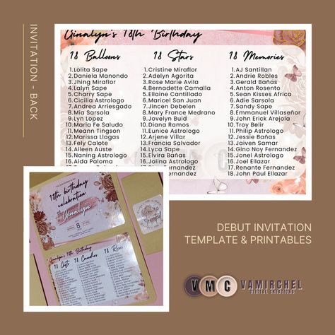 Debut Invitation | Canva Editable Template | Printable Template | Canva
🎉 Debut Invitation Template Set – 18 Unique Themes 🎉
🌟 18 Themes to Choose From
🎨 What’s Included:
🖼️ 5 Invitation Designs (fully customizable in Canva)
🏷️ Matching Labels for party favors or giveaways
🖨️ Printable Invitation files for easy printing
🎁 Printable Label files Debut Invitation, Samar, Change Text, Editable Template, Printable Labels, 18th Birthday, Printable Invitations, Invitation Design, Template Printable