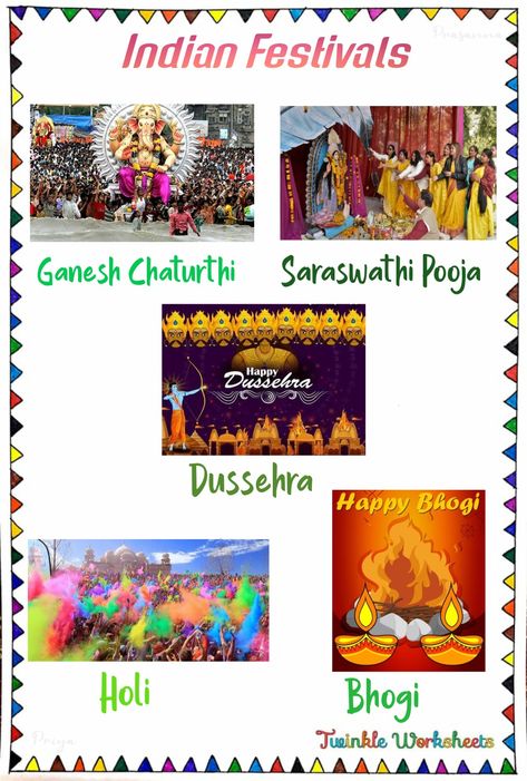 Festival Chart For School, Drawing On Indian Festivals, Indian Festivals School Project, Festivals Of India Chart For Kids, National Festivals Of India Chart, Indian Festivals Chart, Festivals Of India Worksheet, National Festivals Of India, Indian Festival Illustration