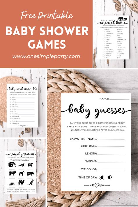 Planning a baby shower and need baby shower games? Check out this assortment of 8 FREE Printable Baby Shower Games. From classic baby shower bingo to inviting guests to make guesses about the new baby, there are lots of fun ways to keep guests entertained at your next baby shower. - - - CLICK HERE for your FREE Printable Baby Shower Games - - - #babyshowergames #freeprintablebabyshowergames #printablebabyshowergames Baby Shower Bingo Free Printable, Bingo Free Printable, Baby Sprinkle Games, Baby Shower Guessing Game, Free Printable Baby Shower Games, Free Baby Shower Games, Baby Shower Prizes, Free Baby Shower, Printable Ideas