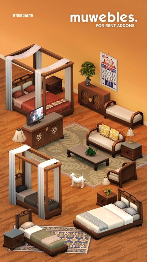 muwebles. | Patreon Sims 4 For Rent Builds, Sims 4 Bed Cc, Sims 4 Build Cc, Cc Packs, Furniture Cc, Sims 4 Cheats, Sims Packs, Sims 4 Bedroom, Cc Furniture