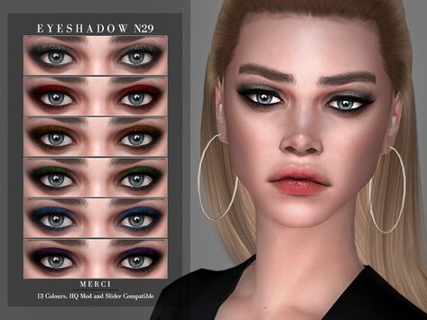 Sims 4 Cc Grunge Makeup, Sims 4 Rockstar Cc, Sims 4 Eyeshadow, Mod Makeup, Rock Makeup, Y2k Makeup, Makeup Cc, Black Smokey, Sims 4 Cc Makeup