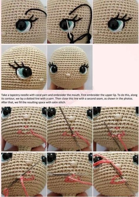 Crochet Doll Tutorial, Crochet Toys Free, Crochet Eyes, Pola Amigurumi, Crochet Animals Free Patterns, Crochet Amigurumi Free, Crochet Clothes Patterns, Diy Crochet Projects, Crochet Doll Pattern