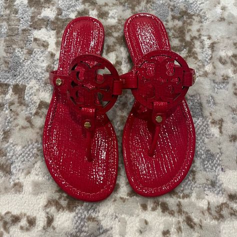 Brand New Never Worn Gorgeous No Box Tory Burch Black Sandals, Tory Burch Slides, Ribbon Sandals, Floral Flip Flops, Tory Burch Flip Flops, Miller Sandal, Tory Burch Robinson, Pink Patent Leather, Tory Burch Sandals